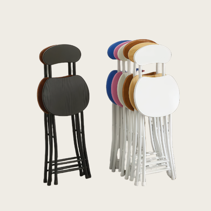 Foldable Wooden Chair with Backrest – Space-Saving Dining or Desk Chair