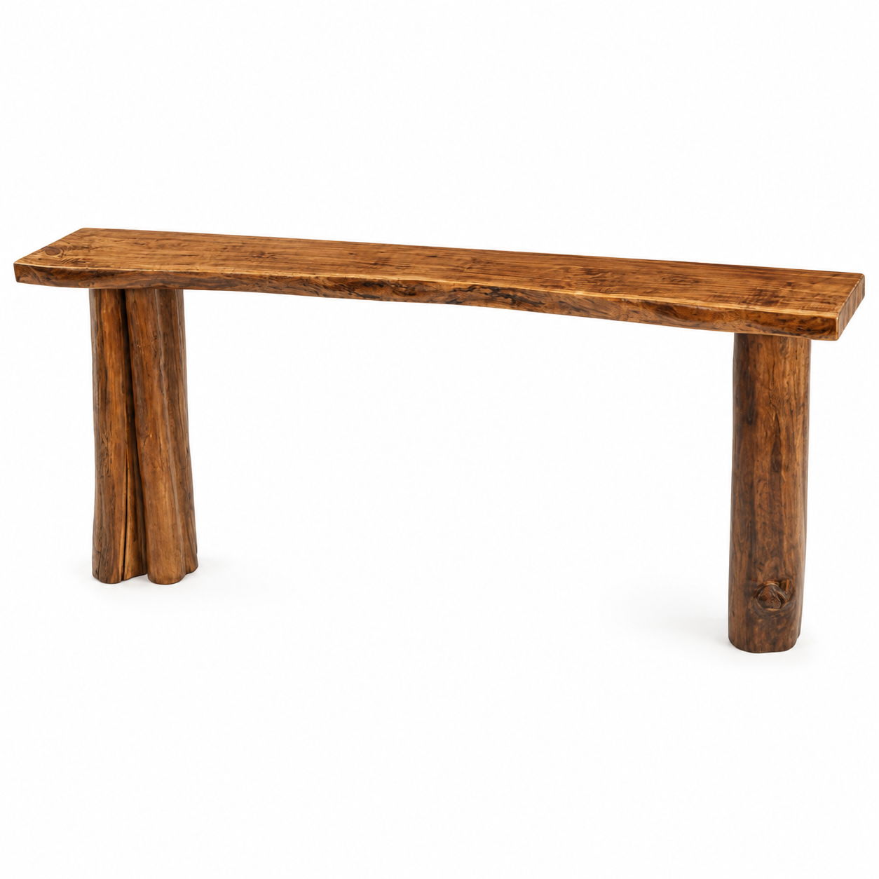 Solid Wood Console Table with Cylinder Legs – 2" Thick Slab Table