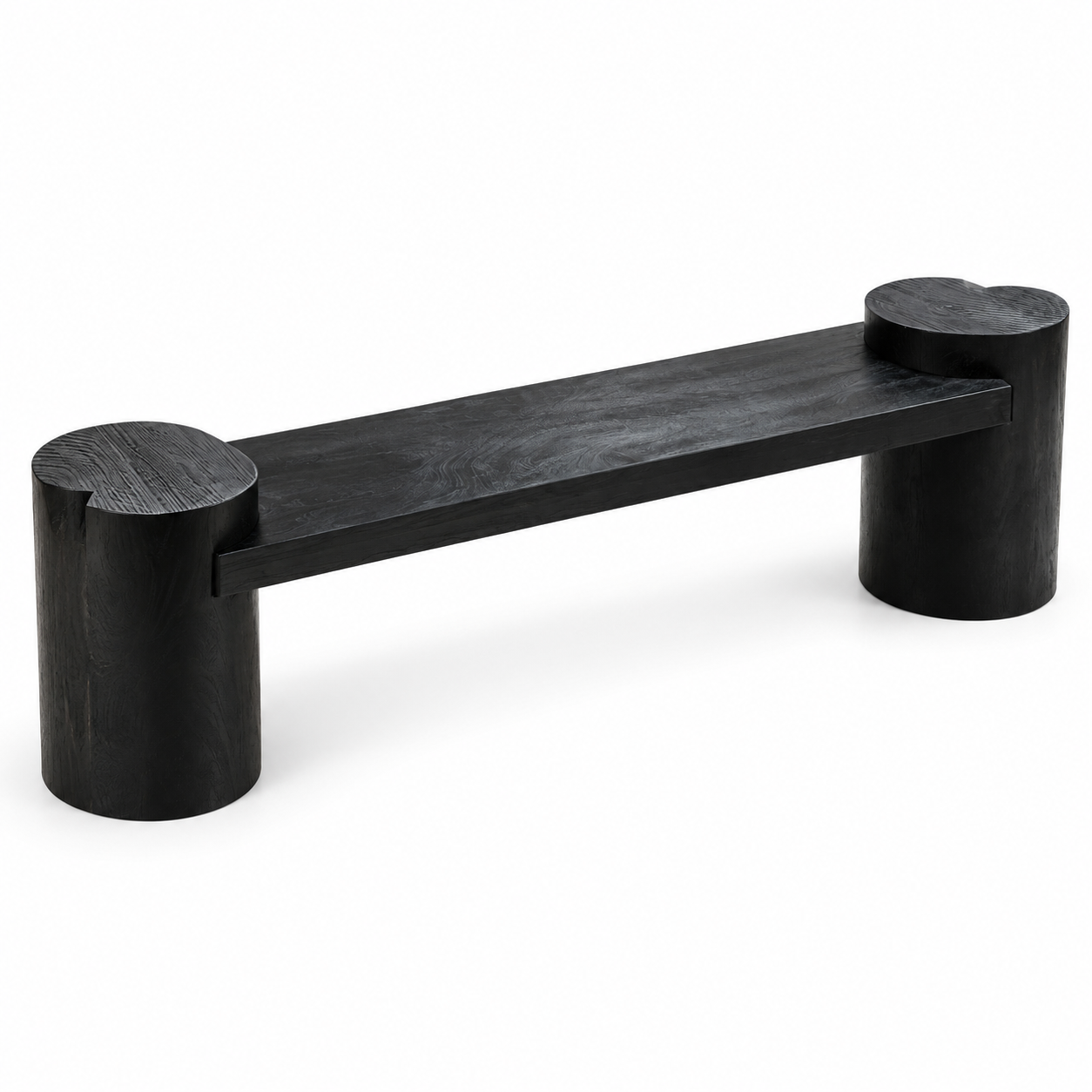 47" Black Solid Wood Bench – 2" Thick Slab Bench with Cylinder Legs