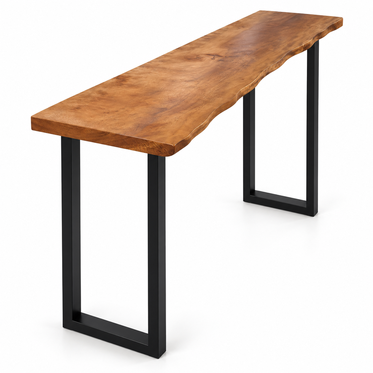 37.4" Tall Solid Wood Console Table – Bar Height Metal Leg Table