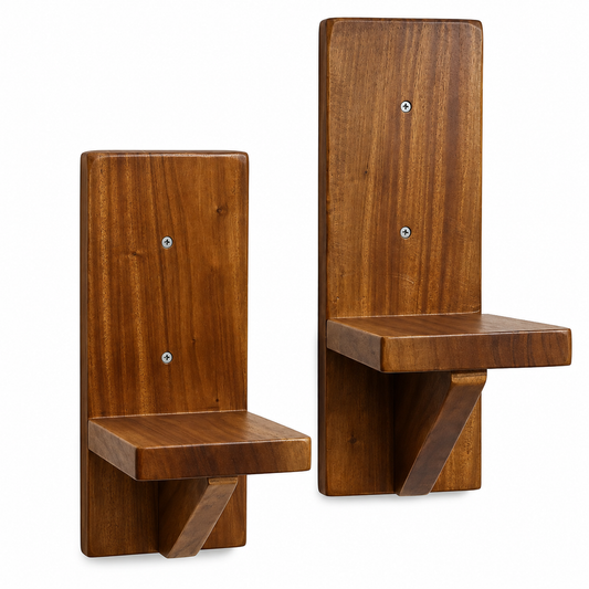 Set of 2 Wood Floating Wall Shelves – Small Rustic Decor Shelves for Plants