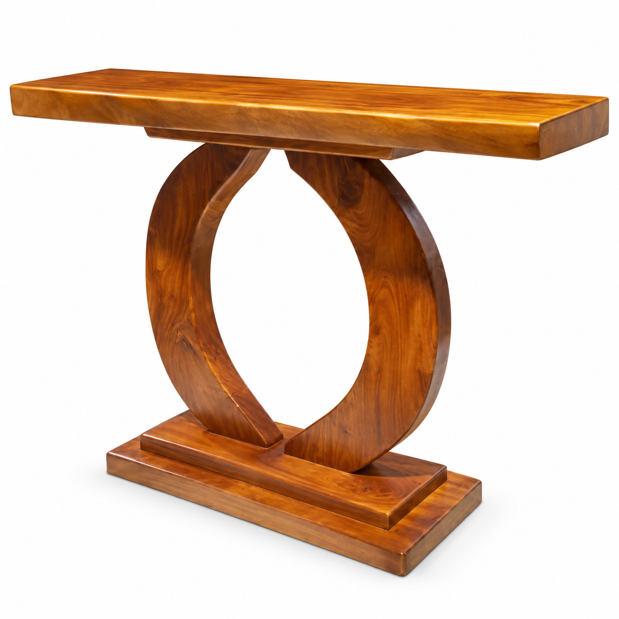 Solid Wood Console Table – 2" Thick Slab Table with Circular Base