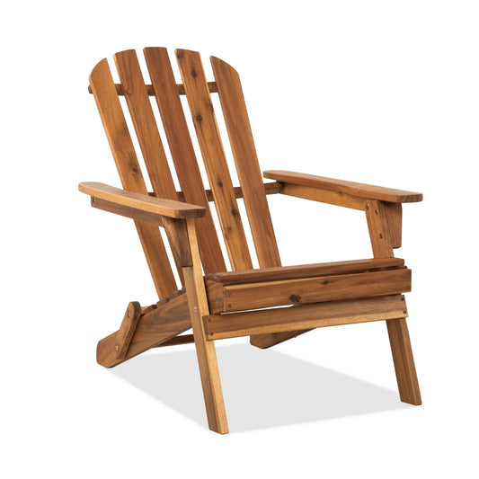 Solid Acacia Wood Adirondack Chair – Weather Resistant Outdoor Lounge Chair