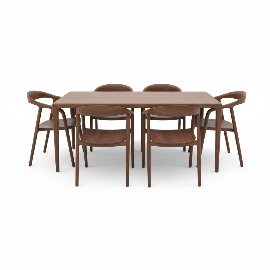 Premium Ash Wood Dining Table with 6 Chairs Large 63" x 31.5" x 29.5" for Home, Restaurants, Cafes or Events