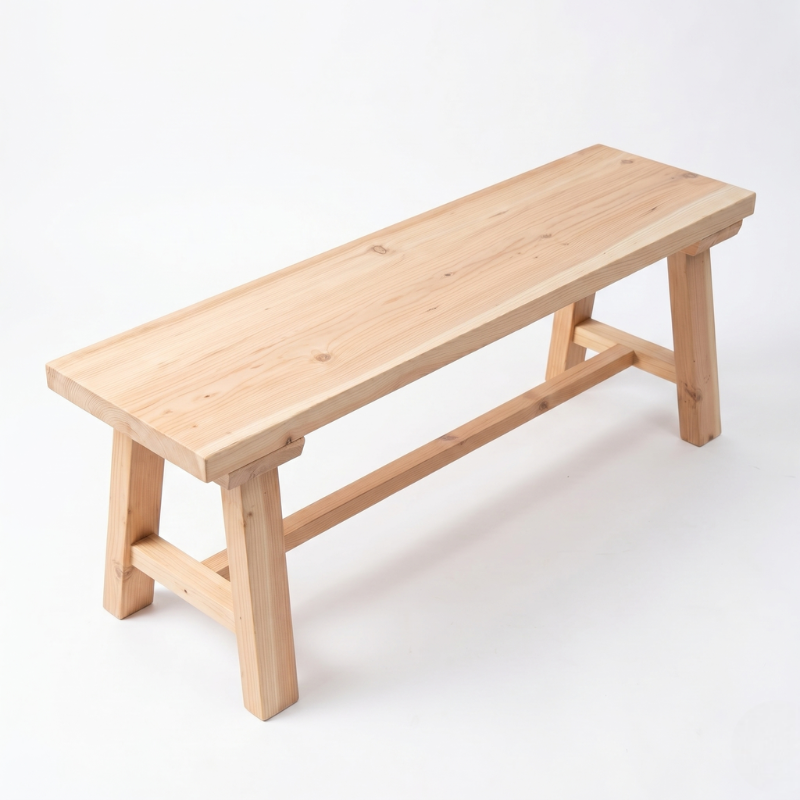 43" Farmhouse Solid Wood Bench – Narrow Wood Dining Bench – Heavy Duty Entryway Bench Seat for Living Room, Bedroom & Mudroom – Natural Wood Grain Finish