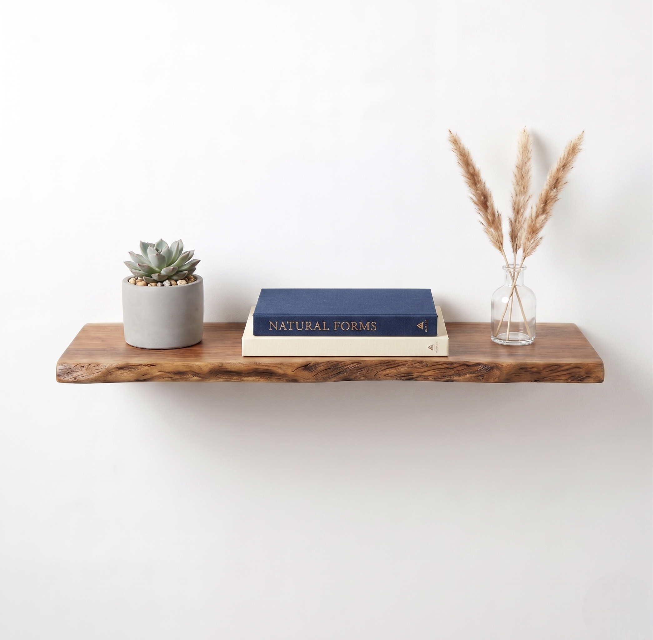 Premium Live Edge Solid Wood Floating Shelf – 1.2 in/ 3cm Thick Natural Edge Wall Mounted Shelf – Rustic Home Decor – Heavy Duty Storage for Kitchen, Bathroom & Living Room