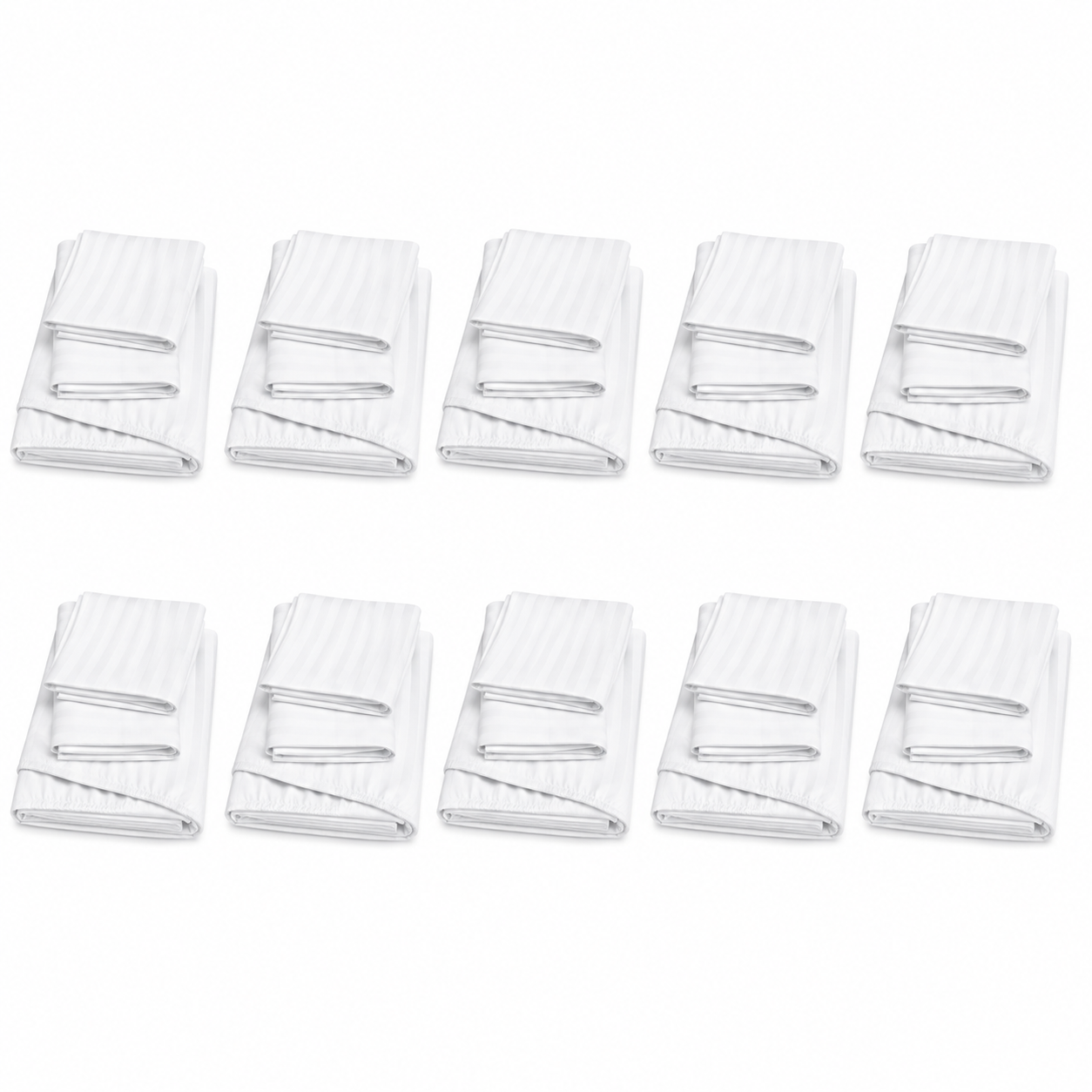 Cotton Bedding Set – 4-Piece Duvet Cover & Sheet Set, Striped White