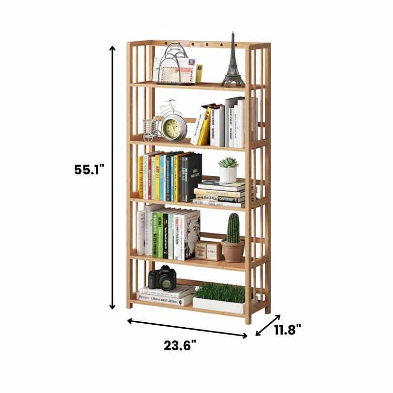 Pine Wood Bookshelf, Multipurpose Storage Shelf - 4/5 Tiers