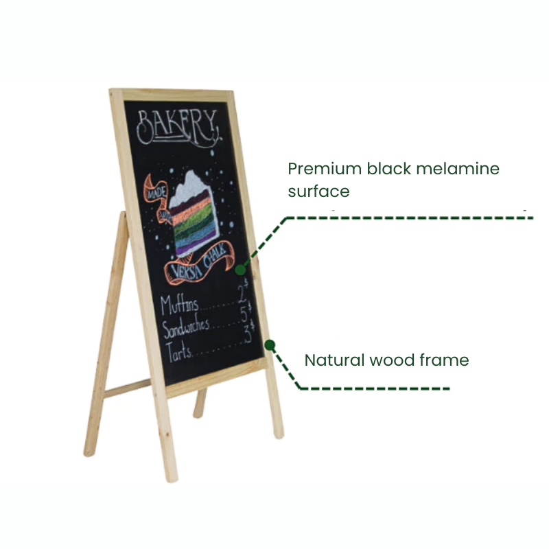 Bundle | Wooden frame Floor-Standing Single-Sided Menu Board 23.6"x47.2" & Accessory combo