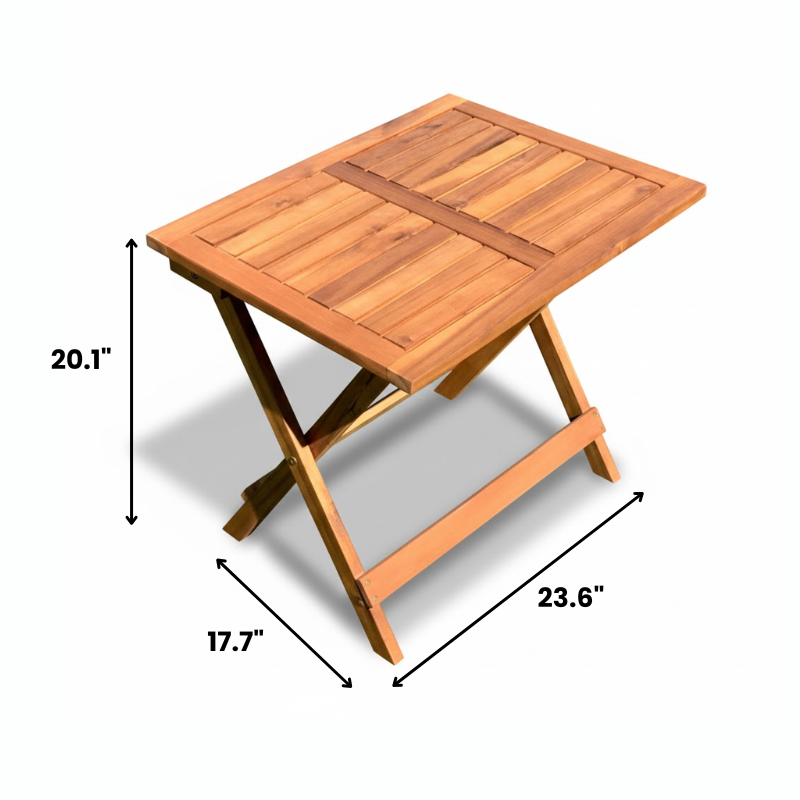 10 SETS Foldable Outdoor Bistro 4 Chairs with Natural Acacia Wood Table – Compact Patio & Balcony Furniture for Small Spaces