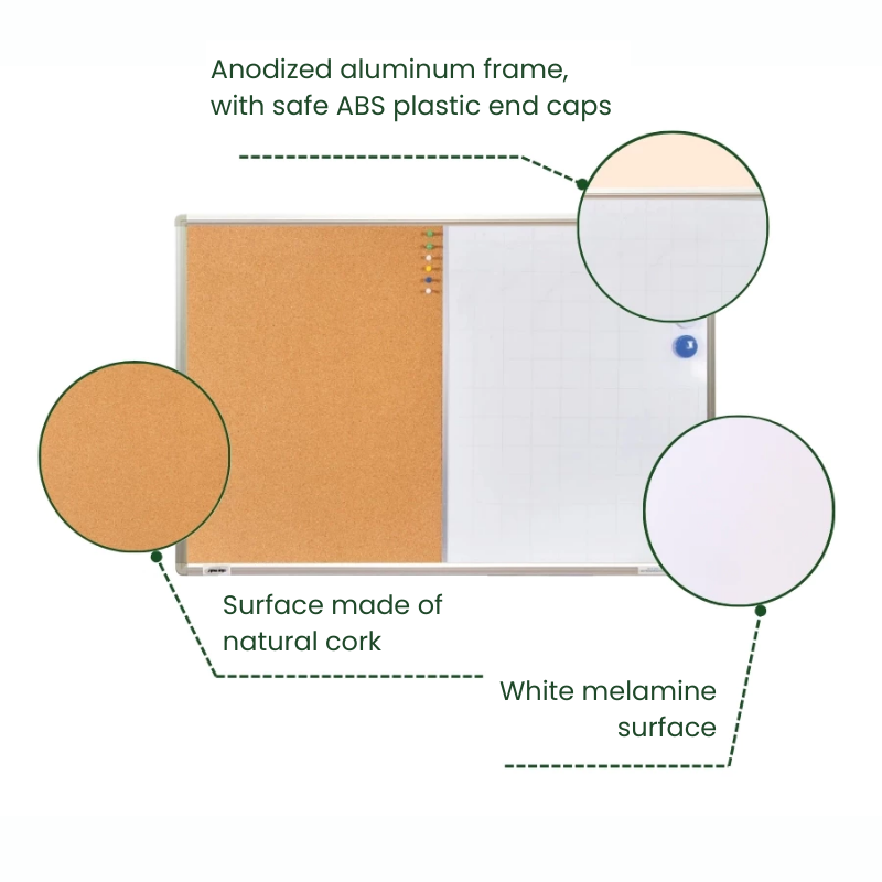 Bundle | Aluminum Frame Magnetic Whiteboard & Cork Board Combo 31.5"x 47.2" & Accessory combo