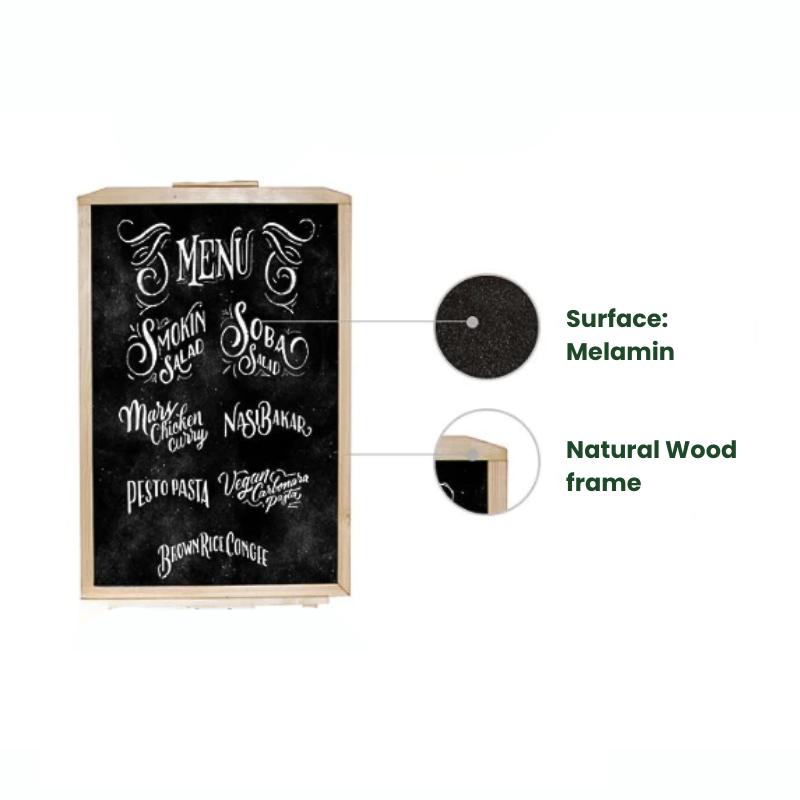 Bundle | Wooden frame Single-Sided Menu Board 23.6"x35.4" & Accessory combo