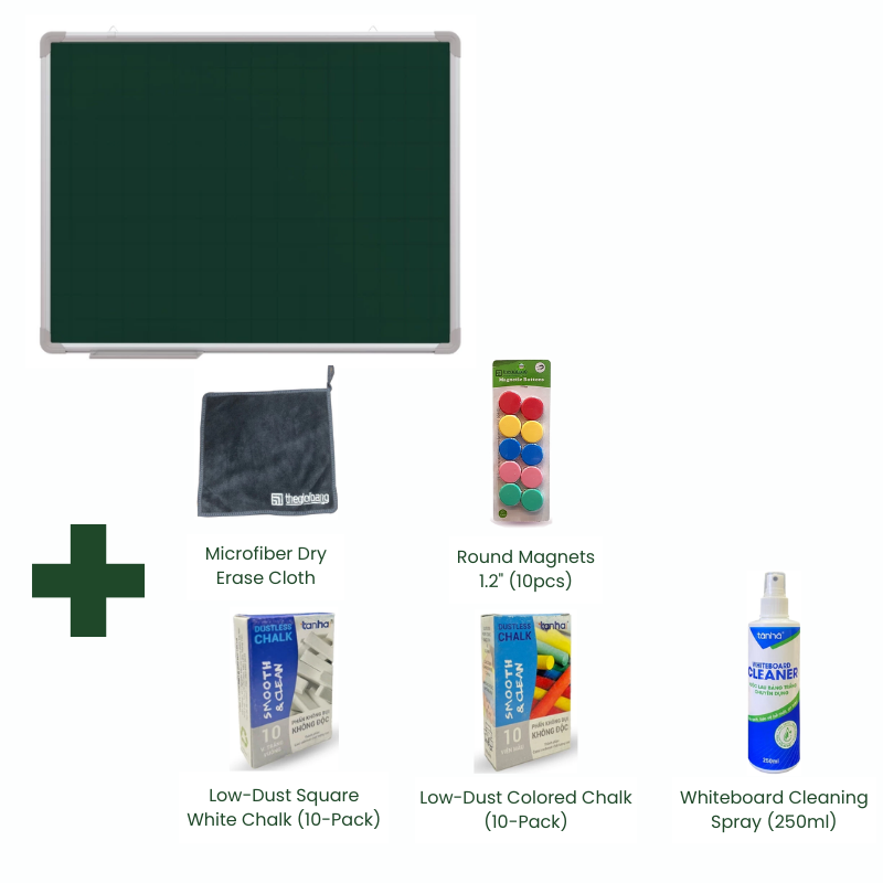 Bundle | Aluminum Frame Magnetic Green Chalkboard & Accessory combo