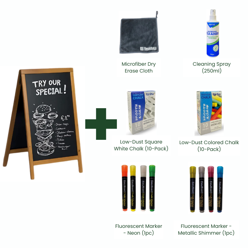 Bundle | Wooden frame Double-Sided Menu Board Romana 23.6"x47.2" & Accessory combo