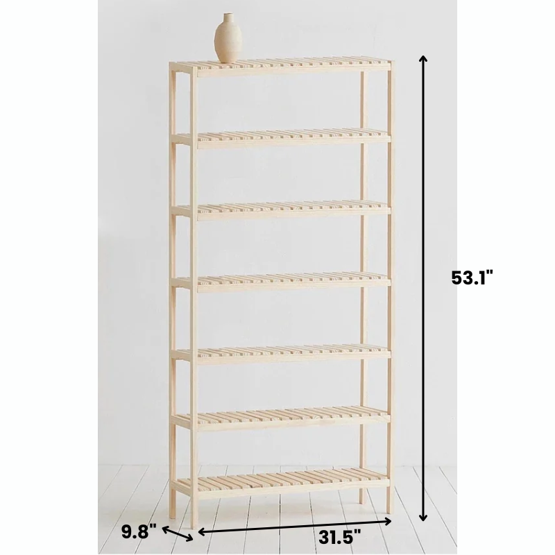 Multi-Tier Wooden Storage Rack Organizer 5–8 Layers, Natural Pine Wood Plant Stand, Bookshelf, Display Shelf for Living Room, Balcony, or Office – Durable & Easy Assembly