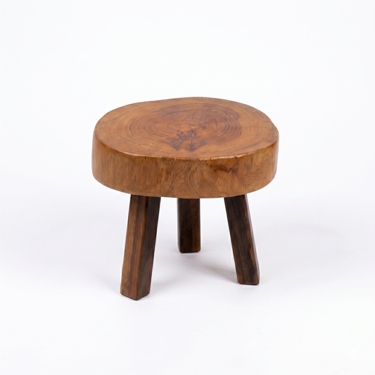 Unique Live Edge Solid Wood Stool – Handcrafted Natural Wood Side Table – Rustic Plant Stand & Accent Stool – Thick Wood Slab End Table for Living Room & Bedroom