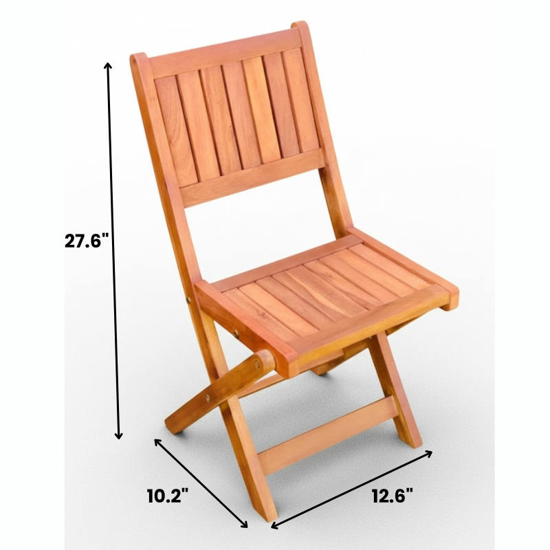 10 SETS Foldable Outdoor Bistro 4 Chairs with Natural Acacia Wood Table – Compact Patio & Balcony Furniture for Small Spaces