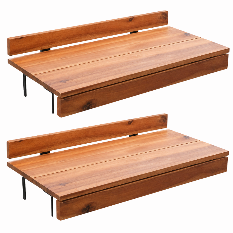 Acacia Wood Balcony Bar Table – Ultra-Stable Outdoor Railing Table – Universal Fit for Round & Flat Railings – Weather-Resistant Hanging Desk – Outdoor Bar Top for Apartment, Patio & Deck
