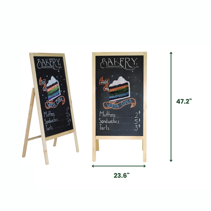 Bundle | Wooden frame Floor-Standing Single-Sided Menu Board 23.6"x47.2" & Accessory combo