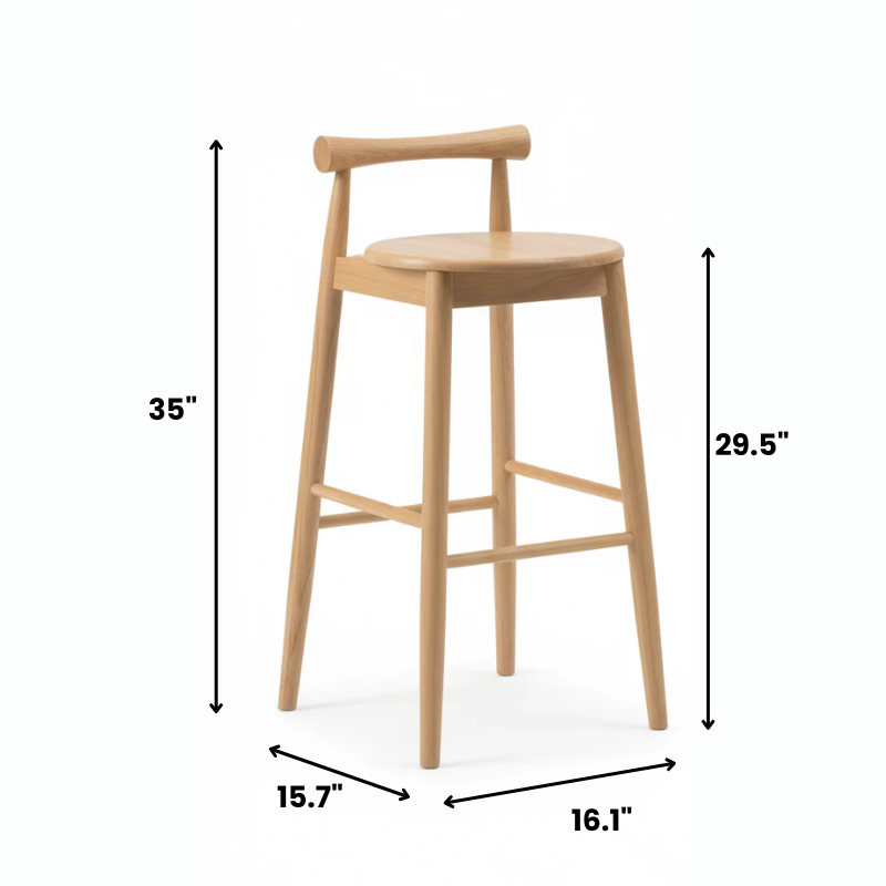 Bowback Designer Bar Stool Solid Rubberwood in Multiple Colours