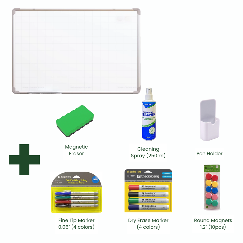 Bundle | Aluminum Frame Magnetic Whiteboard & Accessory combo