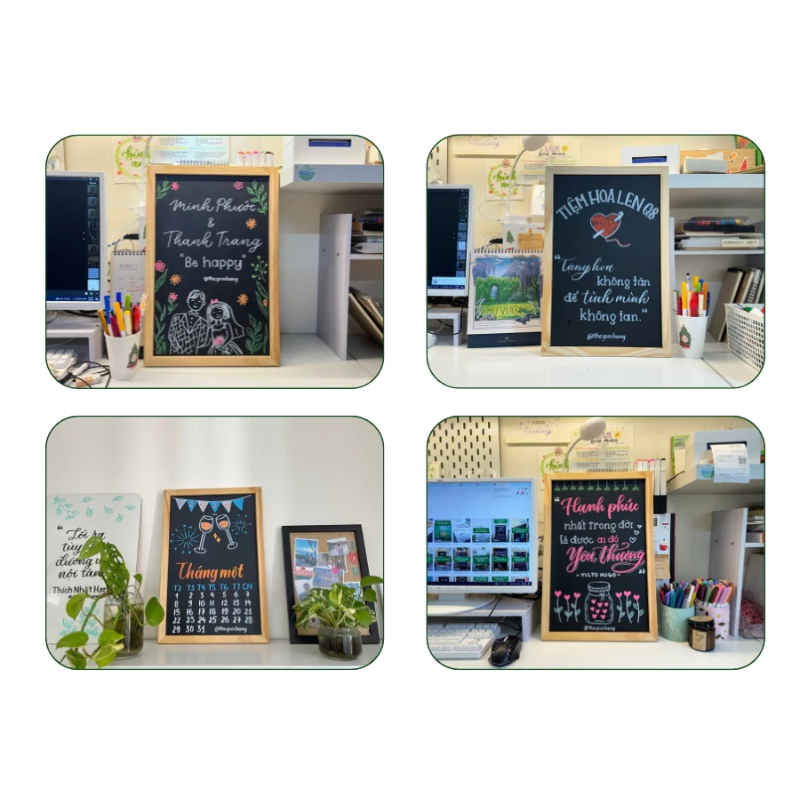 Bundle | Wooden frame Magnetic Canvas Menu Board 11.8"x17.7" & Accessory combo