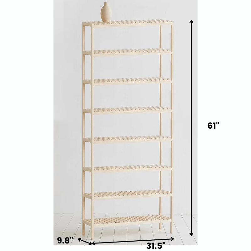 Multi-Tier Wooden Storage Rack Organizer 5–8 Layers, Natural Pine Wood Plant Stand, Bookshelf, Display Shelf for Living Room, Balcony, or Office – Durable & Easy Assembly