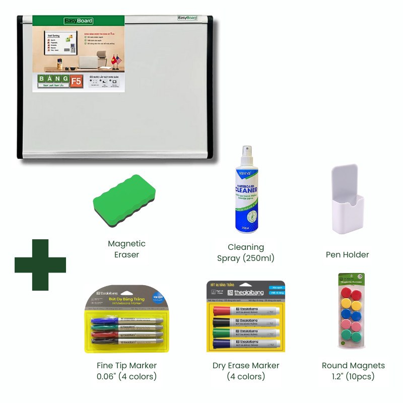 Bundle | No-Drill Magnetic Dry Erase Wall Decal & Accessory combo