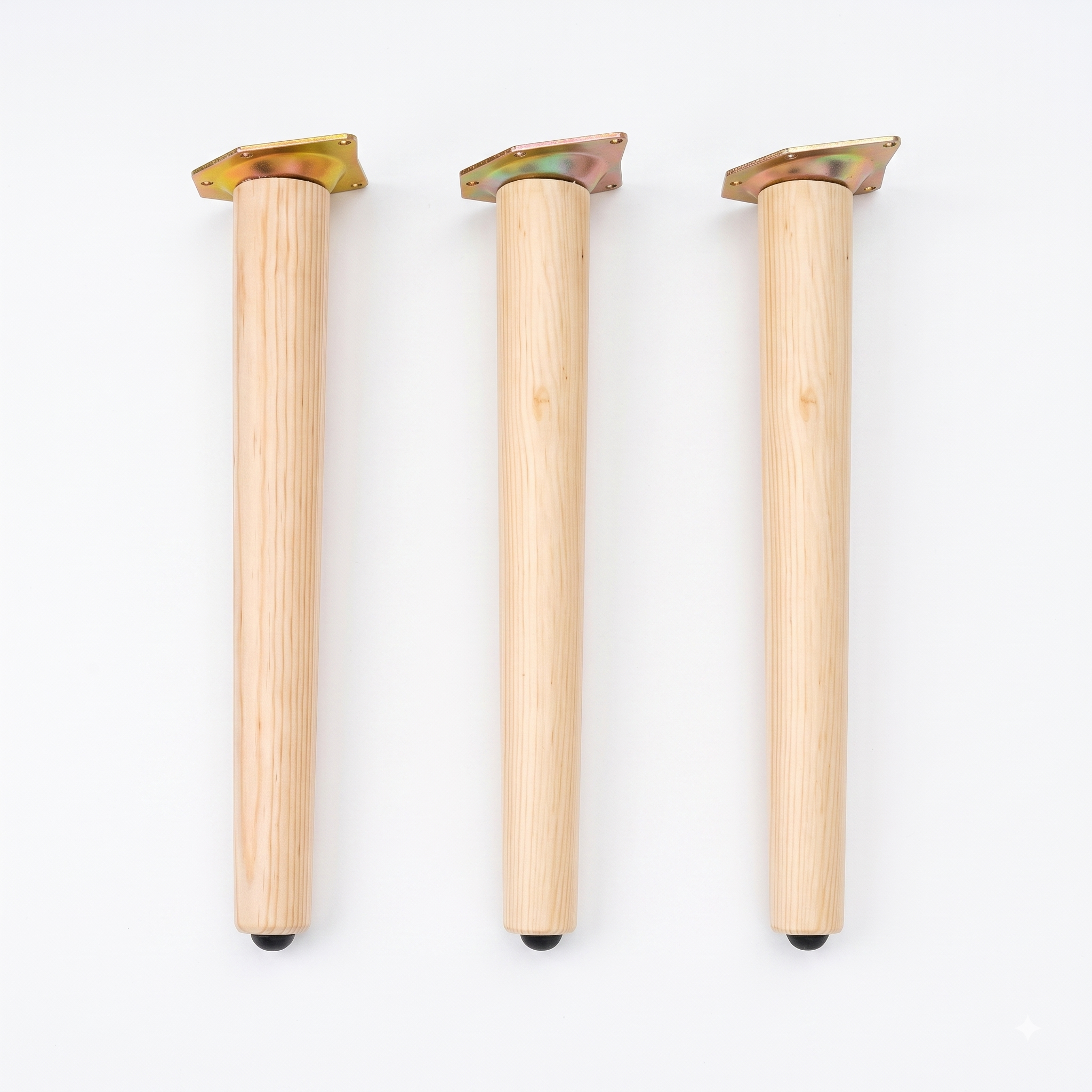 Set of 3 Solid Wood Furniture 11.8" (30cm) Legs with 15° Angled Mounting Plates – PU Coated Replacement Legs for Sofa, Coffee Table, Chair & Cabinet – Mid-Century Modern DIY Legs