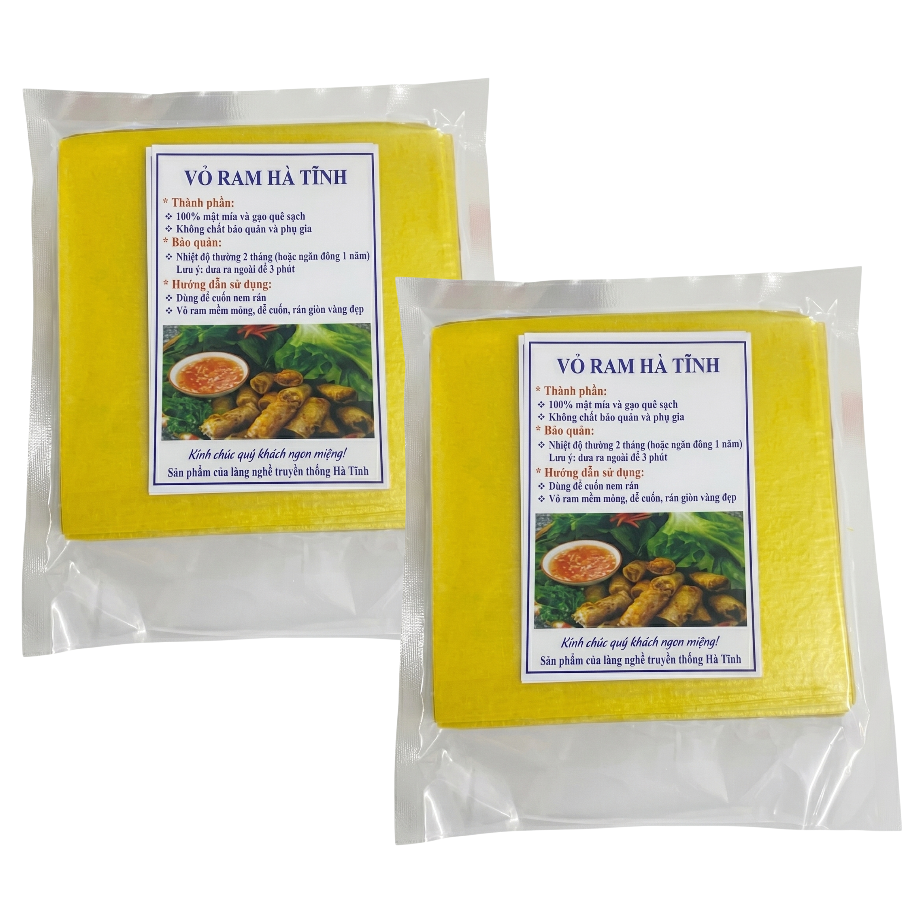 Vietnamese Square Rice Paper Wrappers – Ha Tinh Crispy Egg Roll Wrappers – Non-GMO, No Preservatives – Golden Spring Roll Wraps for Frying – Deep Fry Secret for Extra Crunch, 8.6"/ 22cm