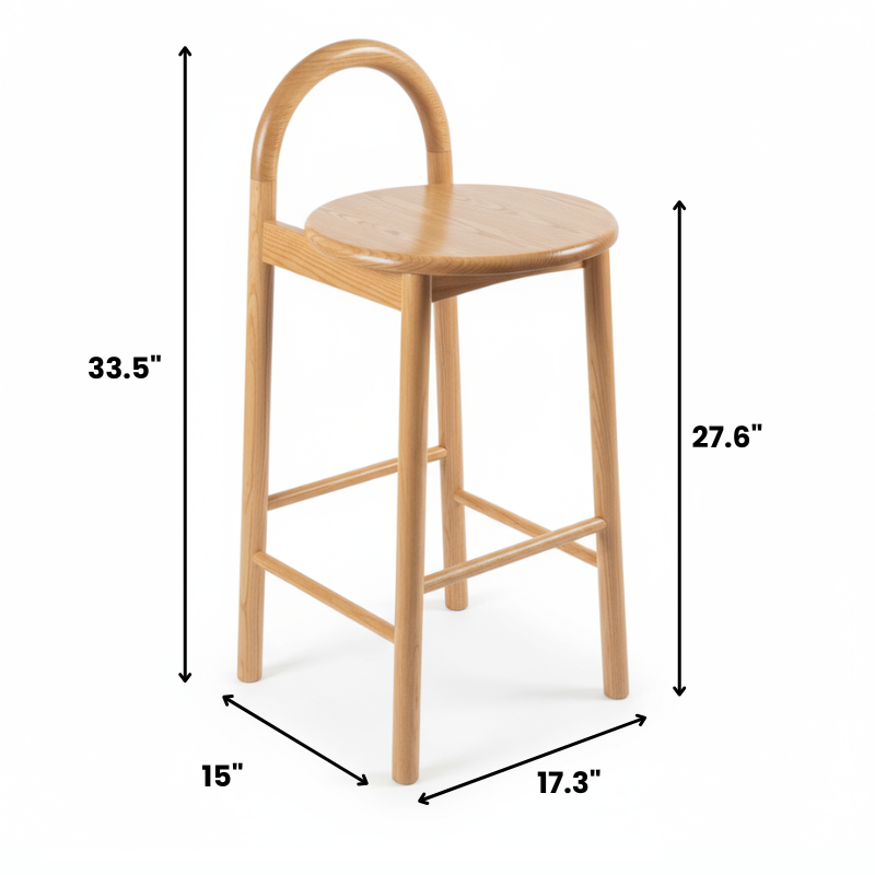 Arc Designer Bar Stool Solid Ash Wood in Multiple Colours