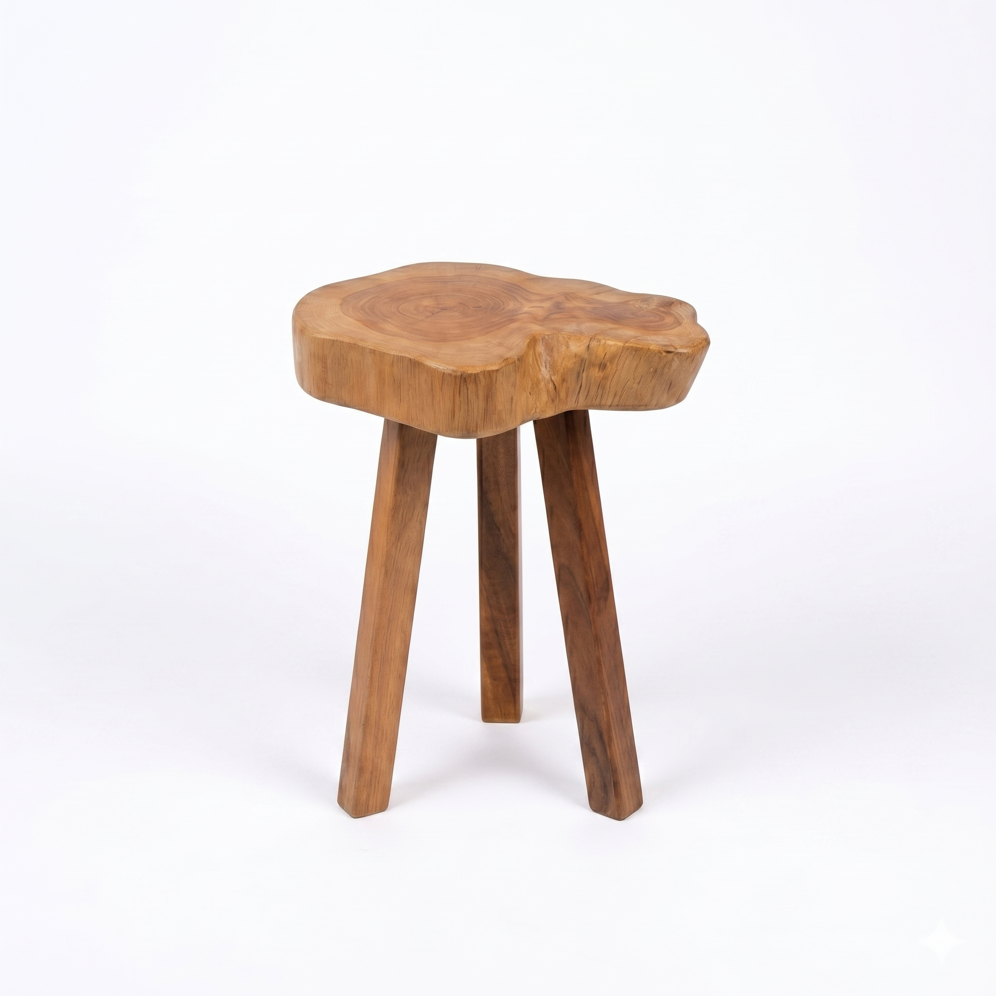 Unique Live Edge Solid Wood Stool – Handcrafted Natural Wood Side Table – Rustic Plant Stand & Accent Stool – Thick Wood Slab End Table for Living Room & Bedroom