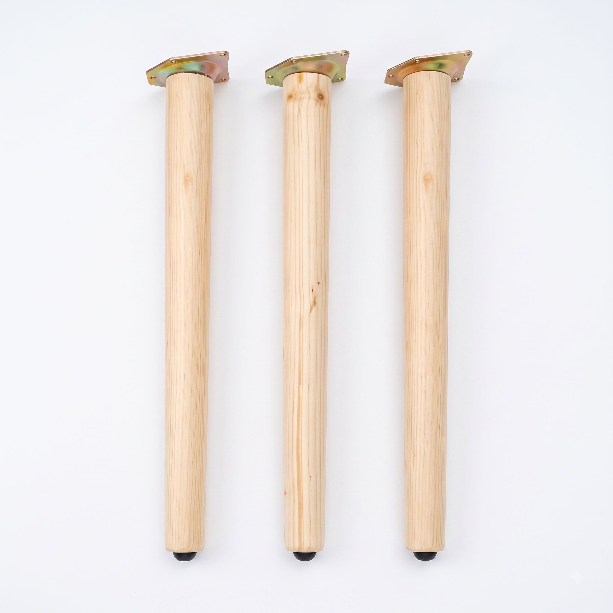 Set of 3 Solid Wood Furniture 11.8" (30cm) Legs with 15° Angled Mounting Plates – PU Coated Replacement Legs for Sofa, Coffee Table, Chair & Cabinet – Mid-Century Modern DIY Legs