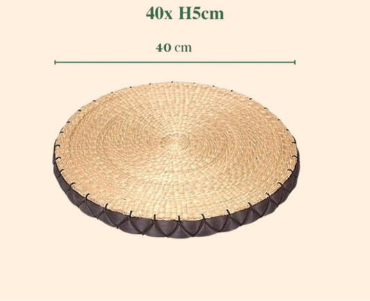 Boho Style Seagrass Sitting Cushion – Handmade Floor Mat for Meditation & Yoga | 45cm