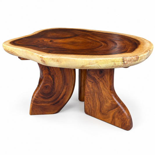 31.5" Live Edge Monkey Pod Low Coffee Table – Solid Wood Accent Table