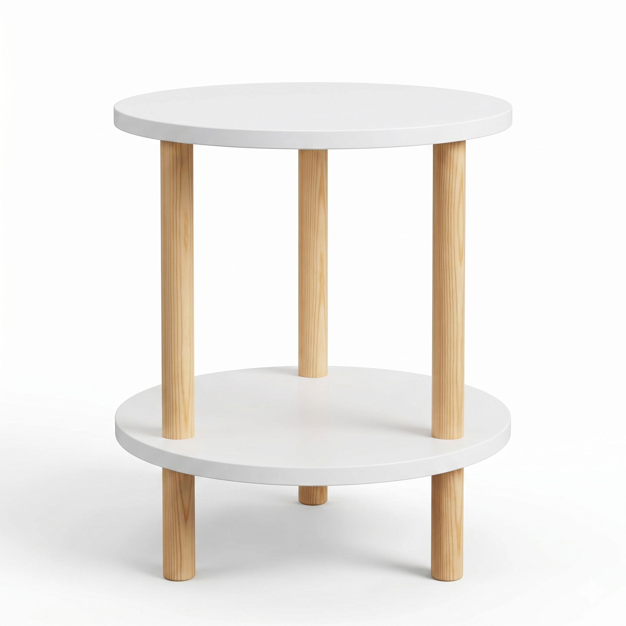 2-Tier Round End Table – Modern Wooden Nightstand for Bedroom – Versatile Sofa Side Table & Decorative Plant Display Shelf for Living Room – Easy Assembly