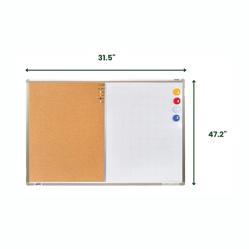 Bundle | Aluminum Frame Magnetic Whiteboard & Cork Board Combo 31.5"x 47.2" & Accessory combo