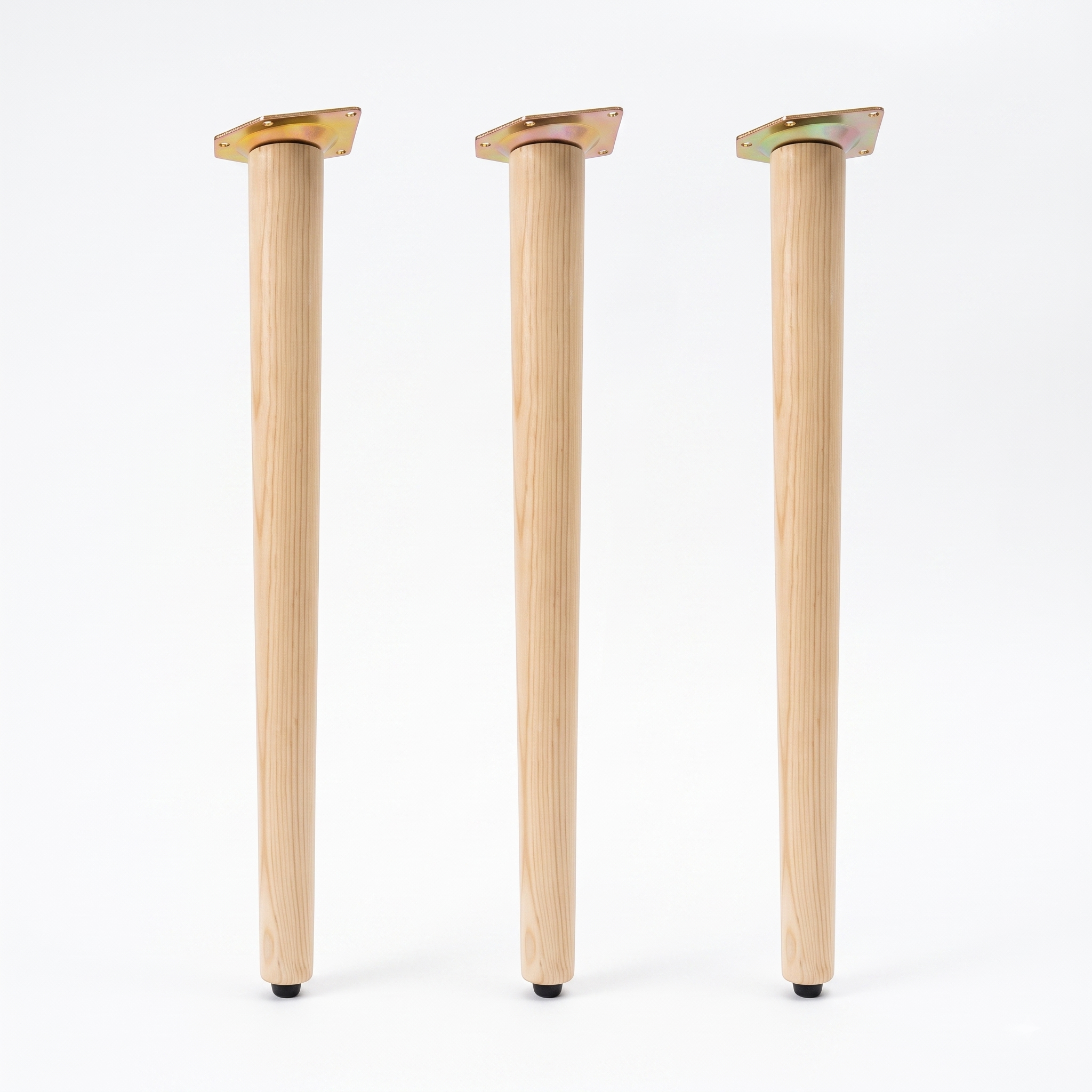 Set of 3 Solid Wood Furniture 11.8" (30cm) Legs with 15° Angled Mounting Plates – PU Coated Replacement Legs for Sofa, Coffee Table, Chair & Cabinet – Mid-Century Modern DIY Legs