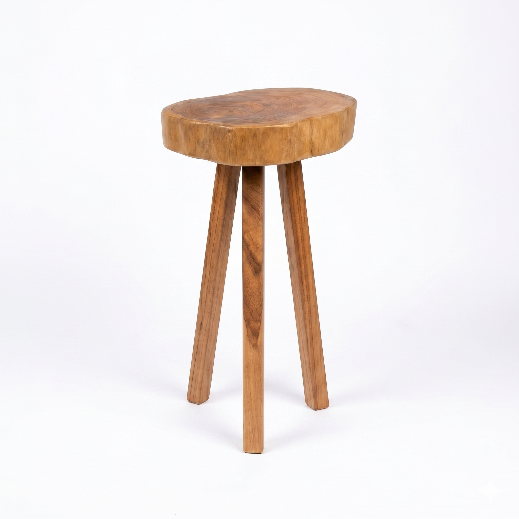 Unique Live Edge Solid Wood Stool – Handcrafted Natural Wood Side Table – Rustic Plant Stand & Accent Stool – Thick Wood Slab End Table for Living Room & Bedroom