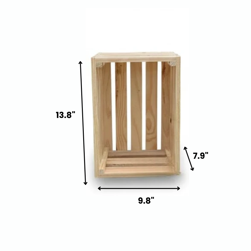 Set of 4 Pine Wood Storage Crates - Assorted Sizes