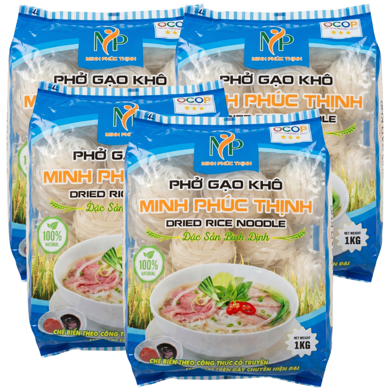 Vietnamese Rice Sticks 8.8 lbs, 4 Packs – Dried Thin Rice Vermicelli for Pho, Bun Bo Hue & Spring Rolls, Noodles – Authentic Fresh-Like Texture – Gluten-Free & Non-GMO