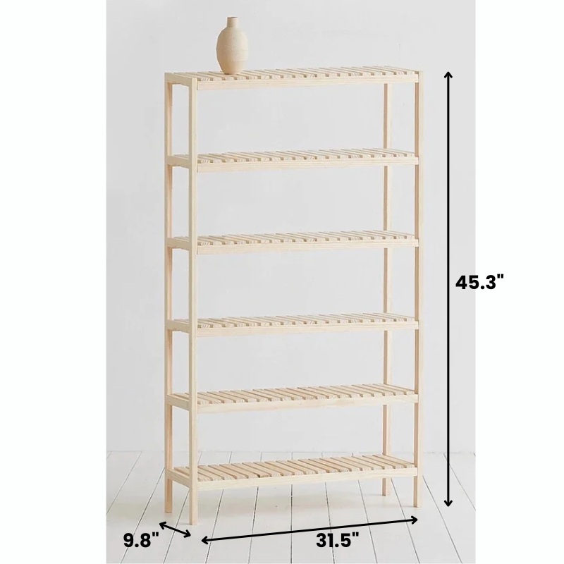 Multi-Tier Wooden Storage Rack Organizer 5–8 Layers, Natural Pine Wood Plant Stand, Bookshelf, Display Shelf for Living Room, Balcony, or Office – Durable & Easy Assembly
