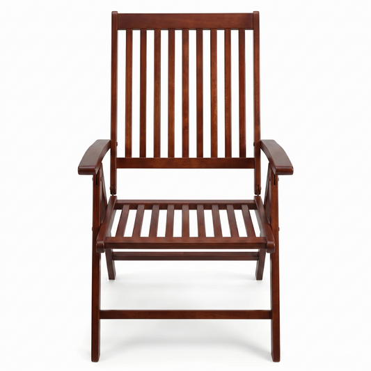 5-Position Adjustable Wooden Reclining Chair – Premium Solid Wood Folding Lounge Chair with Armrests – Heavy-Duty Recliner for Luxury Patio, Garden, Homestay & Balcony