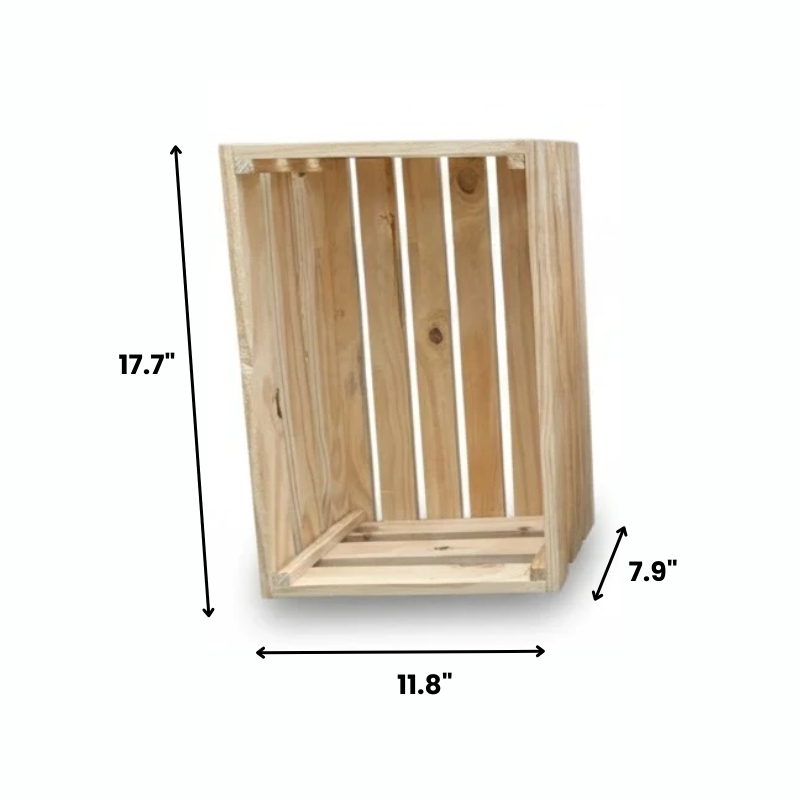 Set of 4 Pine Wood Storage Crates - Assorted Sizes