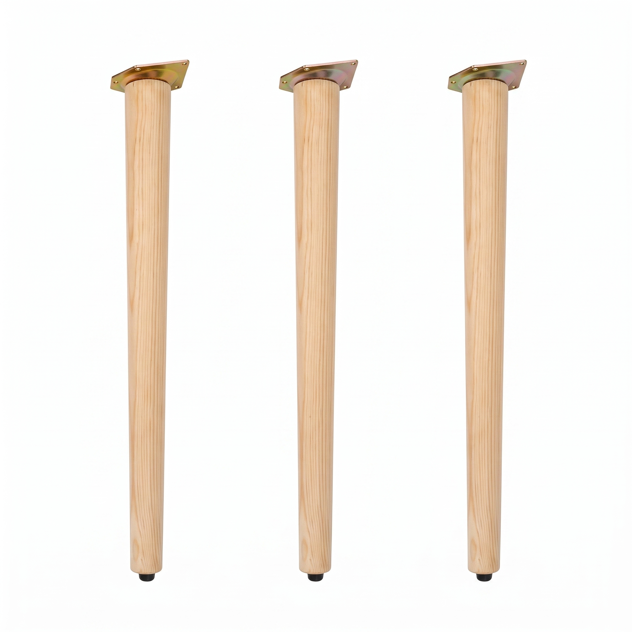 Set of 3 Solid Wood Furniture 11.8" (30cm) Legs with 15° Angled Mounting Plates – PU Coated Replacement Legs for Sofa, Coffee Table, Chair & Cabinet – Mid-Century Modern DIY Legs