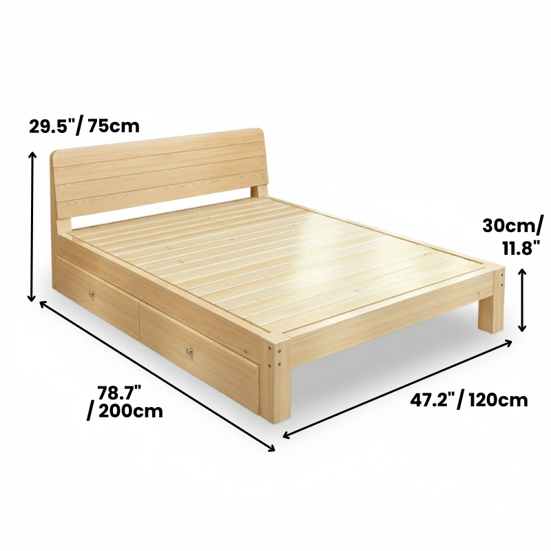 Durable Solid Wood Bed Frame - Multiple size