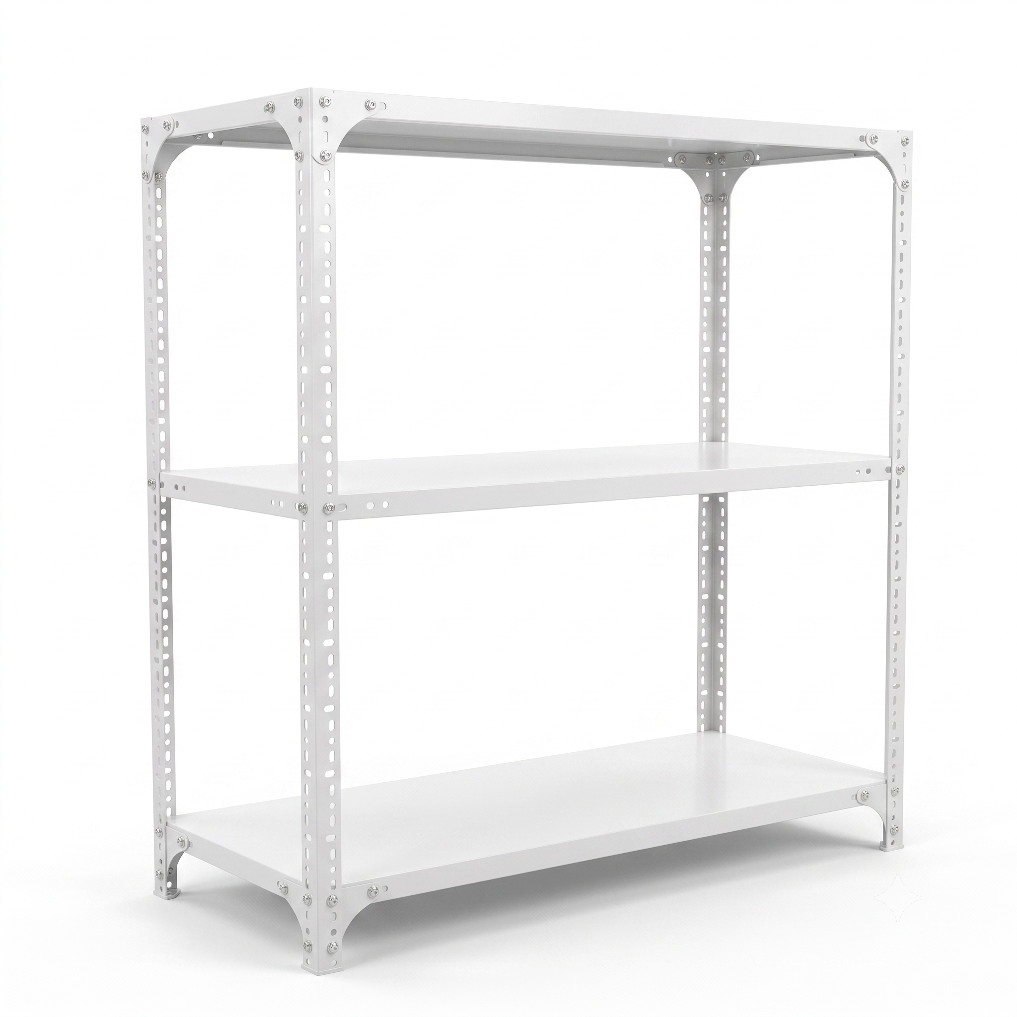 3-Tier White Heavy-Duty Metal Shelving Unit – Adjustable Steel Utility Storage Rack – Boltless Garage Organizer & Warehouse Display Shelves for Pantry, Office & Home