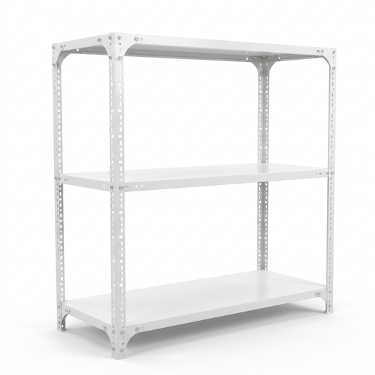 3-Tier White Heavy-Duty Metal Shelving Unit – Adjustable Steel Utility Storage Rack – Boltless Garage Organizer & Warehouse Display Shelves for Pantry, Office & Home