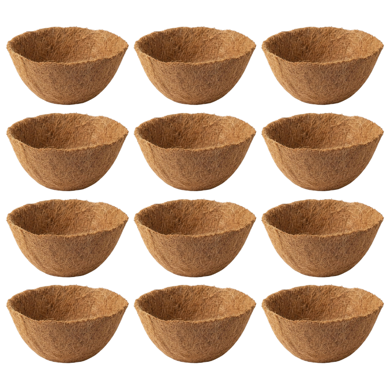 Round Coco Coir Liners Replacement – 100% Natural Coconut Fiber Planter Liners for Hanging Baskets – Eco-Friendly Replacement Liners for Flowers, Herbs & Vegetables