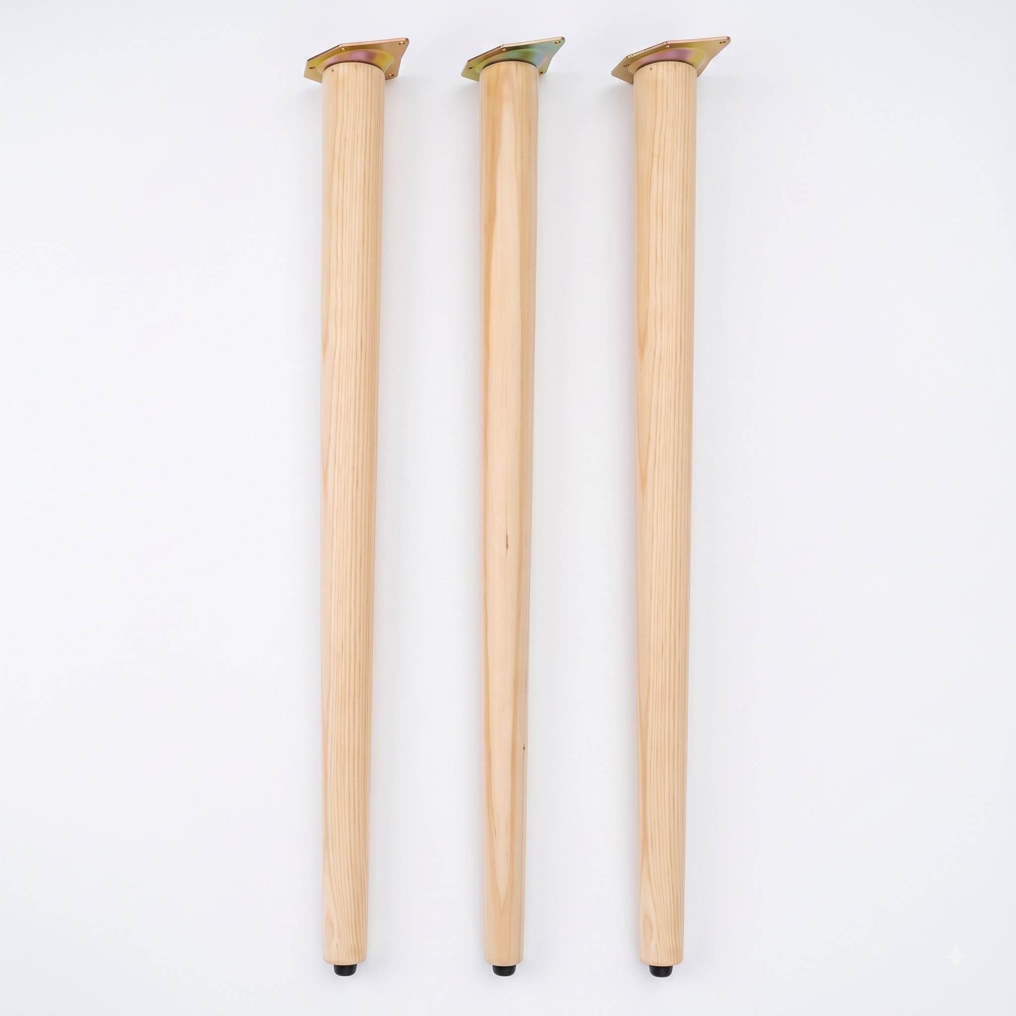 Set of 3 Solid Wood Furniture 11.8" (30cm) Legs with 15° Angled Mounting Plates – PU Coated Replacement Legs for Sofa, Coffee Table, Chair & Cabinet – Mid-Century Modern DIY Legs